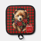 Cute Teddy Bear Christmas Add Name Mom Grandma Topflappen (Vorderseite)