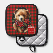 Cute Teddy Bear Christmas Add Name Mom Grandma Topflappen (Vorderseite/Rückseite)