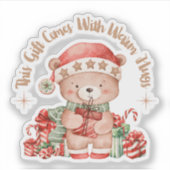 Cute Teddy Bear Christmas Sticker (Vorderseite)