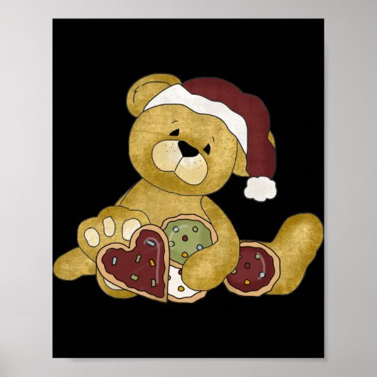 Cute Teddy Bear Christmas T Shirt Poster (Vorne)