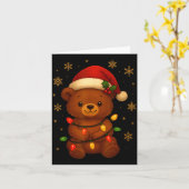 Cute Teddy Bear Christmas Tree Lights Santa Hat Fu Karte (Gelbe Blume)