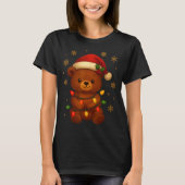 Cute Teddy Bear Christmas Tree Lights Santa Hat Fu T-Shirt (Vorderseite)