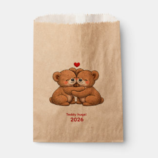 Cute Teddy Bear Couple in Love – Embroidered Style Geschenktütchen