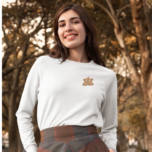 Cute Teddy Bear Couple in Love – Embroidered Style Sweatshirt