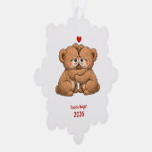 Cute Teddy Bear Couple in Love Ornament Karte (Rechts)