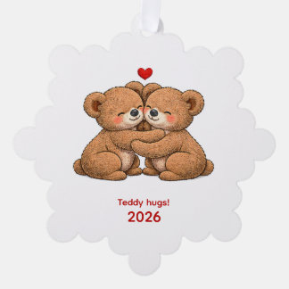 Cute Teddy Bear Couple in Love Ornament Karte