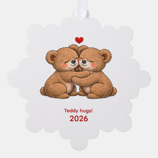Cute Teddy Bear Couple in Love Ornament Karte (Vorderseite)