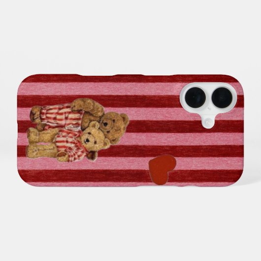 Cute Teddy Bear Couple iPhone Case  iPhone 16 Hülle (Rückseite (Horizontal))
