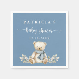 Cute Teddy Bear Festive Winter Baby Shower Serviette