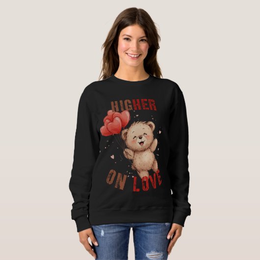 Cute Teddy Bear Floating Hearts Sweatshirt (Vorne ganz)