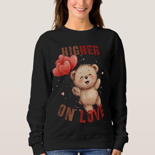 Cute Teddy Bear Floating Hearts Sweatshirt (Vorderseite)