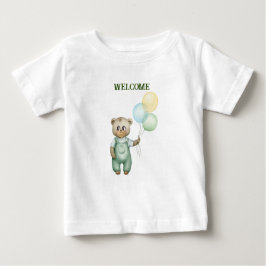 cute teddy bear green background baby t-shirt