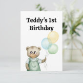 cute teddy bear green background dankeskarte (Stehend Vorderseite)