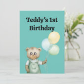 cute teddy bear green background dankeskarte (Stehend Vorderseite)