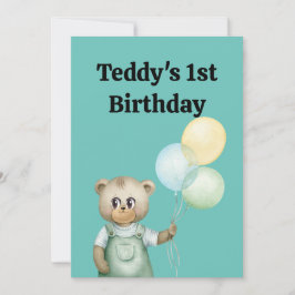 cute teddy bear green background dankeskarte