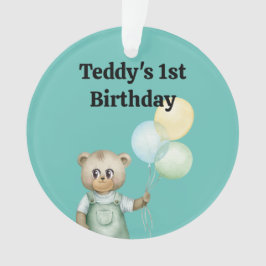 cute teddy bear green background ornament