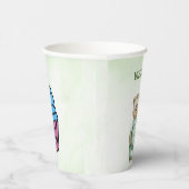 cute teddy bear green background pappbecher (Rechts)