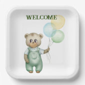 cute teddy bear green background pappteller (Vorderseite)