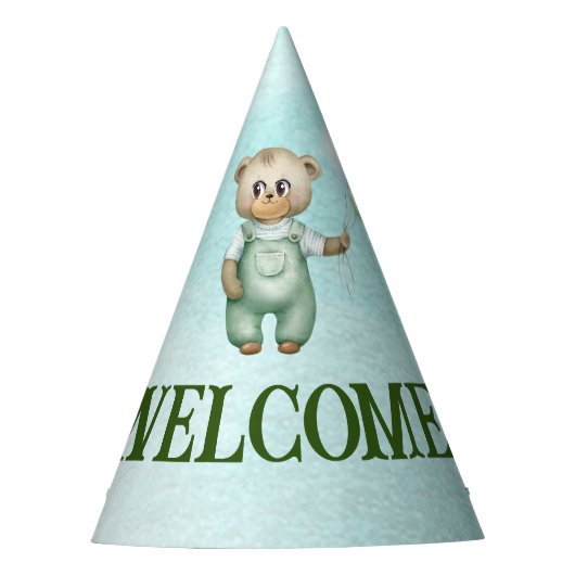 cute teddy bear green background partyhütchen (Vorderseite)