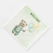 cute teddy bear green background serviette (Ecke)