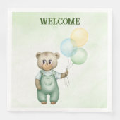 cute teddy bear green background serviette (Vorderseite)