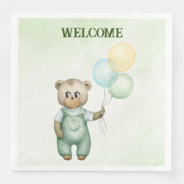 cute teddy bear green background serviette