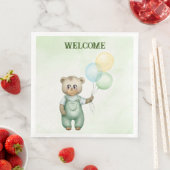 cute teddy bear green background serviette (Beispiel)