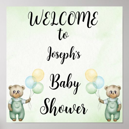 Cute teddy bear green wallpaper poster (Vorne)