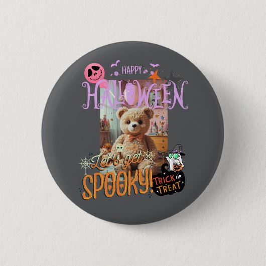 Cute teddy bear Halloween,Kawaii,Pastel,Dreamyデザイン Button (Vorderseite)