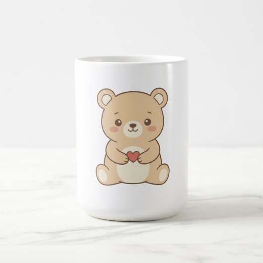 Cute Teddy Bear Heart Mug – Kawaii Bear Cup Kaffeetasse (Mittel)