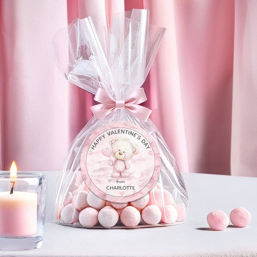 Cute Teddy Bear | Heart Pop Happy Valentines Day Runder Aufkleber