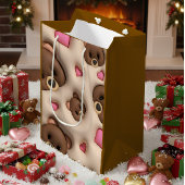 Cute Teddy Bear & Hearts Gift Bag Mittlere Geschenktüte