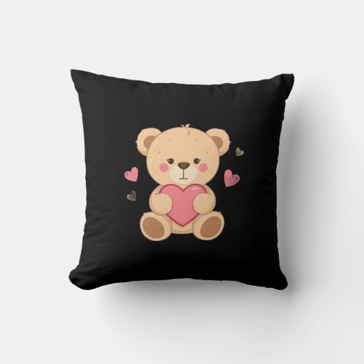 Cute Teddy Bear Holding Heart – love Kissen (Vorderseite)