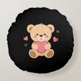 Cute Teddy Bear Holding Heart – love Rundes Kissen