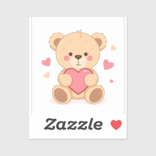Cute Teddy Bear Holding Heart – Valentine Love Ill Aufkleber (Blatt)