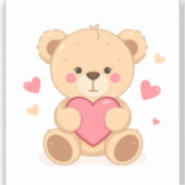 Cute Teddy Bear Holding Heart – Valentine Love Ill Aufkleber (Vorderseite)