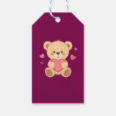 Cute Teddy Bear Holding Heart – Valentine Love Ill Geschenkanhänger (Rückseite)