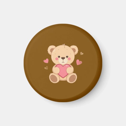 Cute Teddy Bear Holding Heart – Valentine Love Ill Magnet (Vorne)