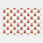 Cute teddy bear holding red hearts valentine geschenkpapier set (Vorderseite 3)