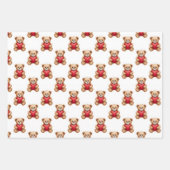 Cute teddy bear holding red hearts valentine geschenkpapier set (Vorderseite 2)