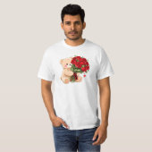 Cute Teddy Bear Holding Valentine Roses T-Shirt (Vorne ganz)
