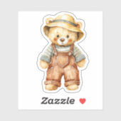 Cute Teddy Bear in Overalls Aufkleber (Blatt)
