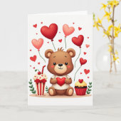 Cute Teddy Bear Love Hearts Card Karte (Gelbe Blume)