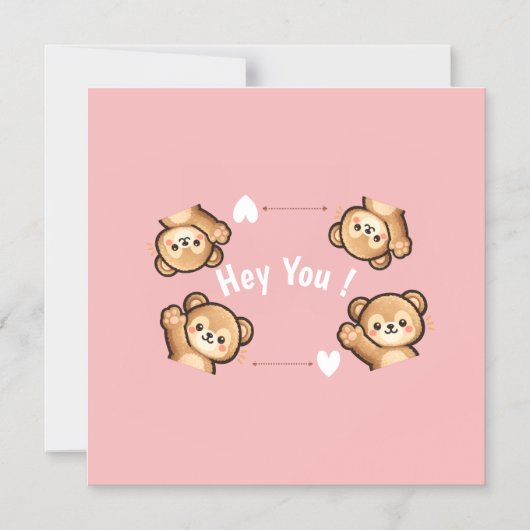 Cute Teddy Bear Magnetic Card – Hey You  Magneteinladung (Vorderseite)