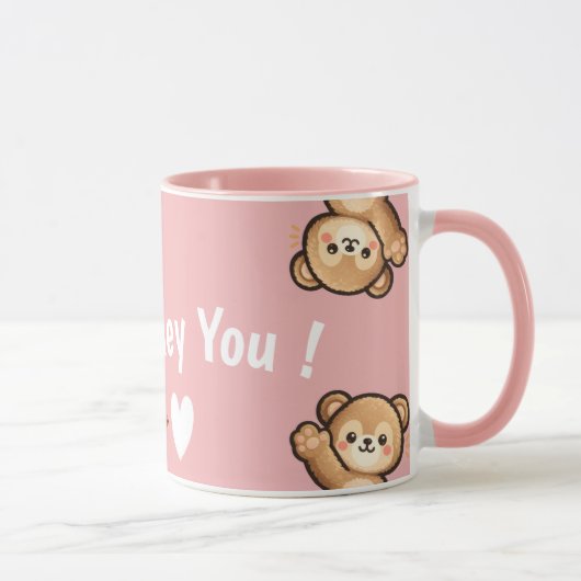 Cute Teddy Bear Mug with Heart – Kawaii Love Bear  Tasse (Rechts)