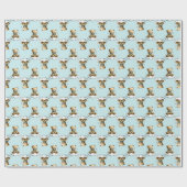 Cute Teddy Bear on a Cloud Blue Bow Tie Geschenkpapier (Flach)