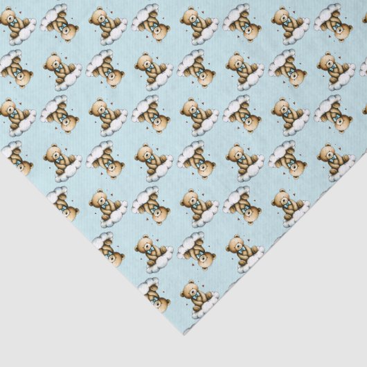 Cute Teddy Bear on a Cloud Blue Bow Tie Seidenpapier (Ausschnitt)