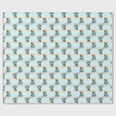 Cute Teddy Bear on a Cloud Blue PJs Geschenkpapier (Flach)