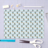 Cute Teddy Bear on a Cloud Blue PJs Seidenpapier (Handwerk)