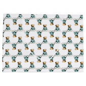 Cute Teddy Bear on a Fluffy Cloud Blue PJs Große Geschenktüte (Rückseite)